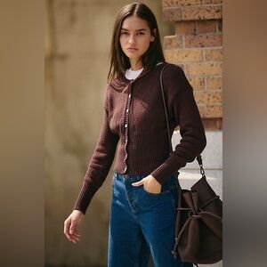 Free People Hannah Brown Button-Up Sweater Cardigan